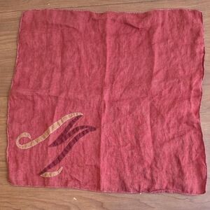 Red Linen Handkerchief/ Pocket Square With M Initial